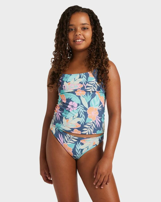 Image of Accessories. Productname: Roxy Girls 8-16 Active Two Piece Vintage Indigo Tropical Advent - in Vintage Indigo Tropical Advent colour by brand - Roxy