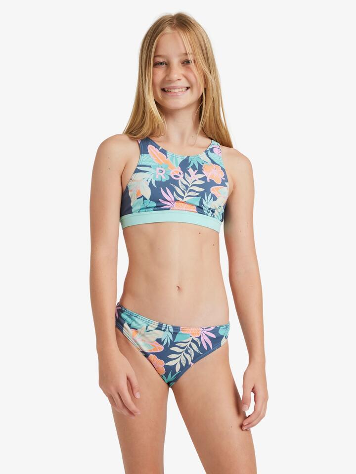 Image of Accessories. Product name - Roxy Girls 8-16 Active Two Piece Vintage Indigo Tropical Advent in Vintage Indigo Tropical Advent colour by brand - Roxy