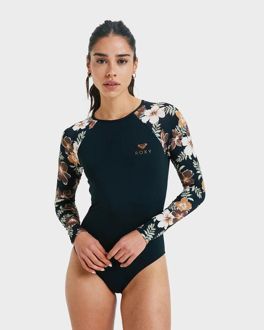 Image of Coats & Jackets. Productname: Roxy - Womens Basic Mix One Piece Rash Vest - Almond Tropical Feels - in Almond Tropical Feels colour by brand - Roxy
