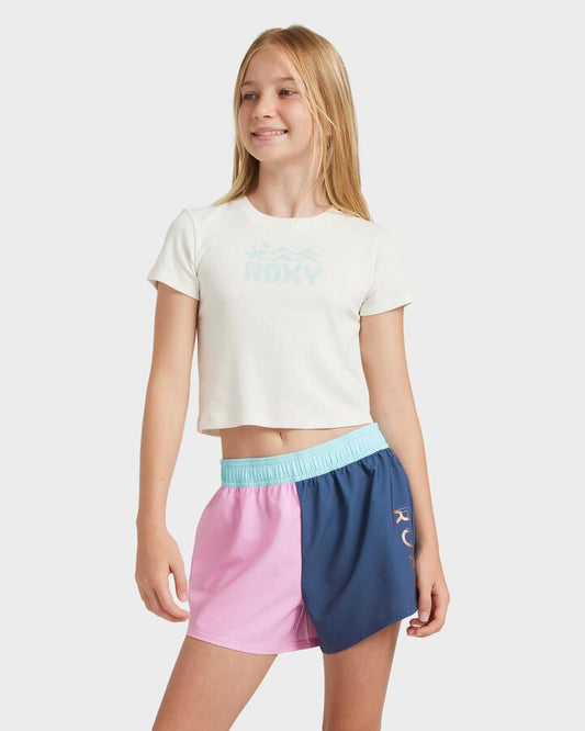 Image of T-Shirts. Product name - Roxy Girls 8-16 Baby One More Time T-Shirt Egret in Egret colour by brand - Roxy