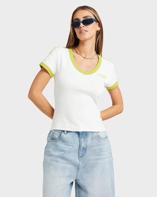 Image of T-Shirts. Product name - Billabong Womens Billa Crush T-Shirt White in White colour by brand - Billabong
