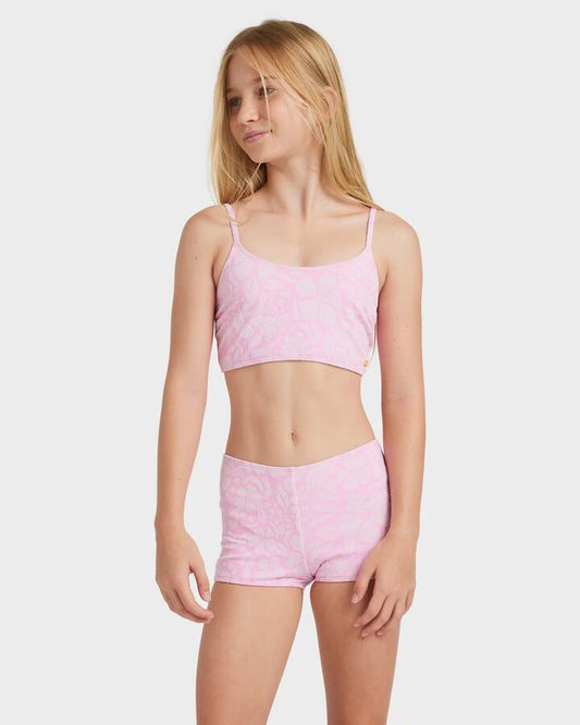 Image of Accessories. Product name - Roxy Girls 8-16 Bico Paper Two Piece Bonbon Shadow Tropics in Bonbon Shadow Tropics colour by brand - Roxy