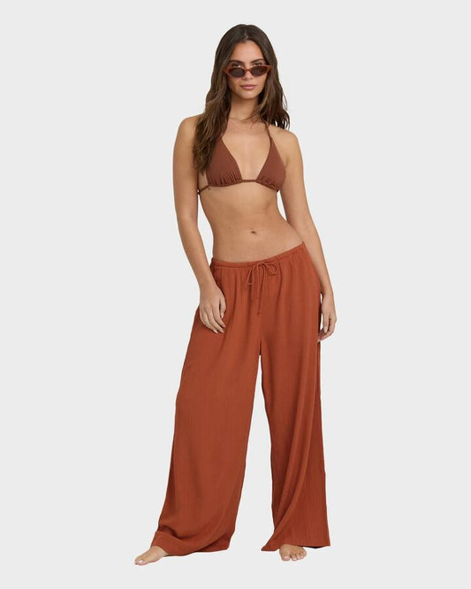 Image of a model wearing Pants. Productname: Billabong - Womens Beach Bound Pants - Sedona - in Sedona colour by brand - Billabong