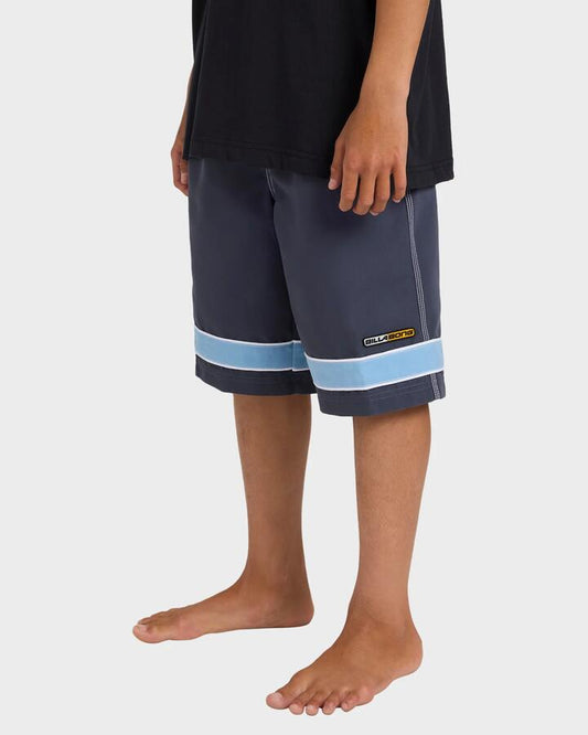 Image of Swimwear. Productname: Billabong Boys 8-16 Throw On 18" Boardshorts Vintage Indigo - in Vintage Indigo colour by brand - Billabong