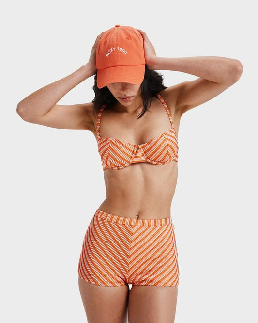 Image of Swimwear. Product name - Roxy Womens Moana Shorty Bikini Bottom Tigerlily in Tigerlily colour by brand - Roxy