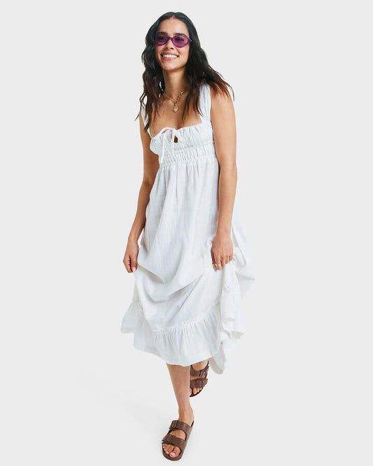 Image of Dresses. Productname: Roxy Womens Paradise Winds Midi Dress Bright White - in Bright White colour by brand - Roxy