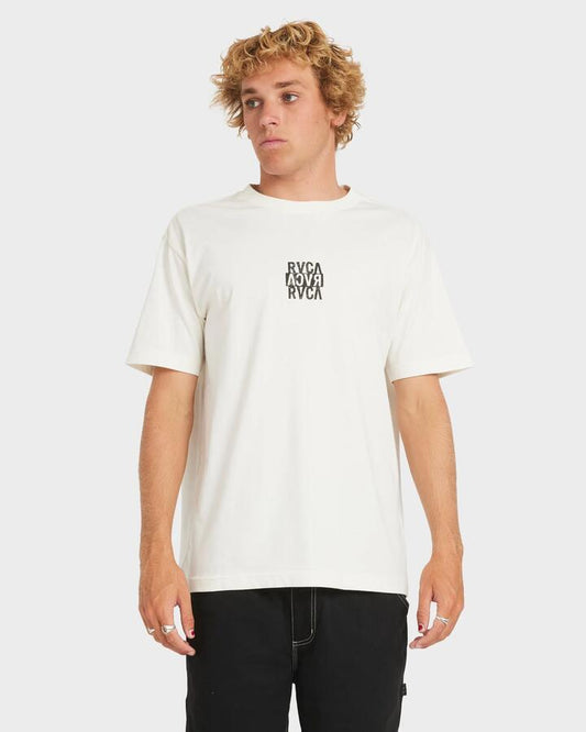 Image of T-Shirts. Product name - RVCA Mens New Stack T-Shirt Antique White in Antique White colour by brand - RVCA