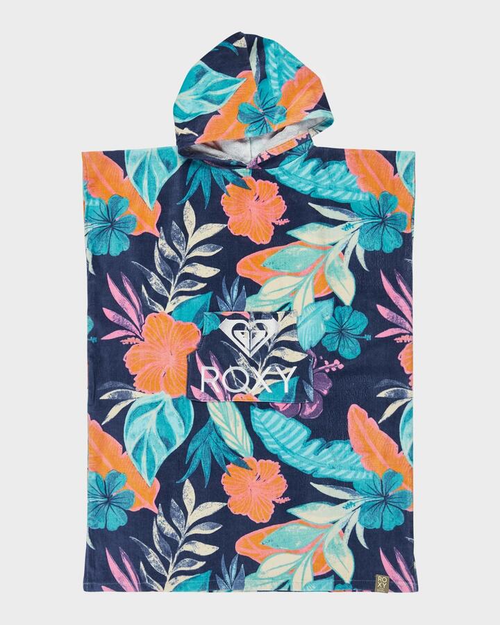 Image of Accessories. Productname: Roxy Girls 8-16 Stay Magical Hooded Towel Vintage Indigo Tropical Advent - in Vintage Indigo Tropical Advent colour by brand - Roxy