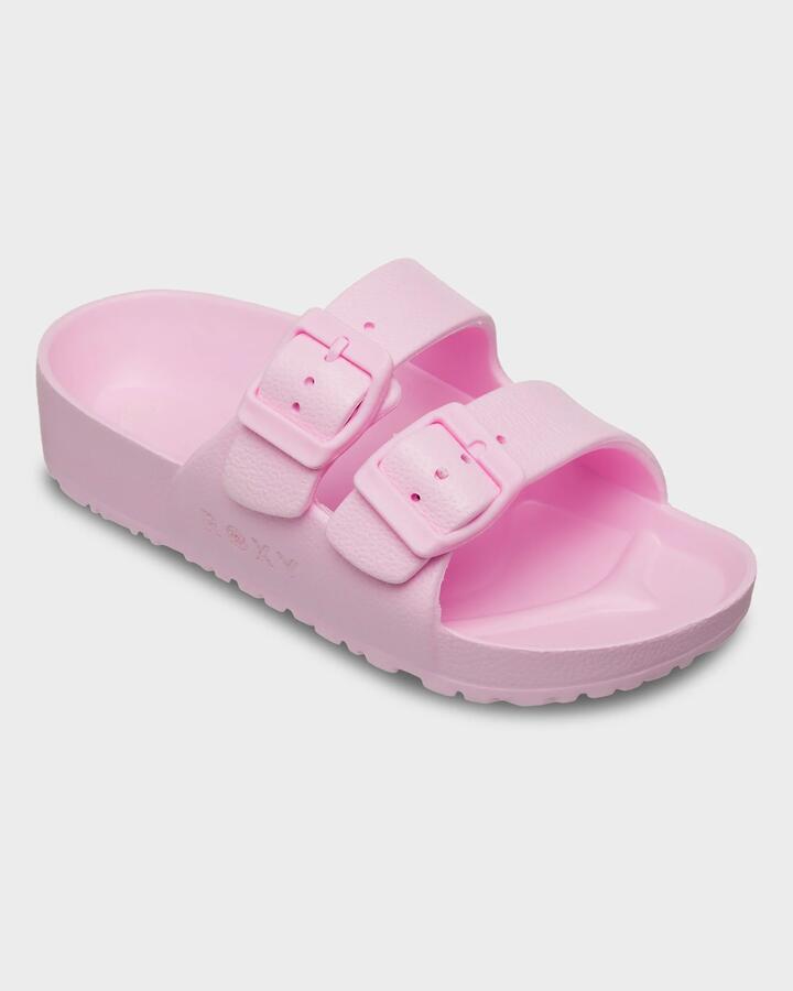 Image of Slippers. Product name - Roxy Girls 8-16 Kattie Slides Pink Tulle in Pink Tulle colour by brand - Roxy