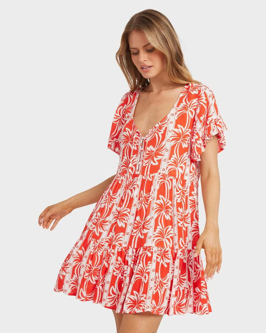 Image of Dresses. Productname: Billabong Womens Row Of Palms Mini Dress Red Aloha - in Red Aloha colour by brand - Billabong
