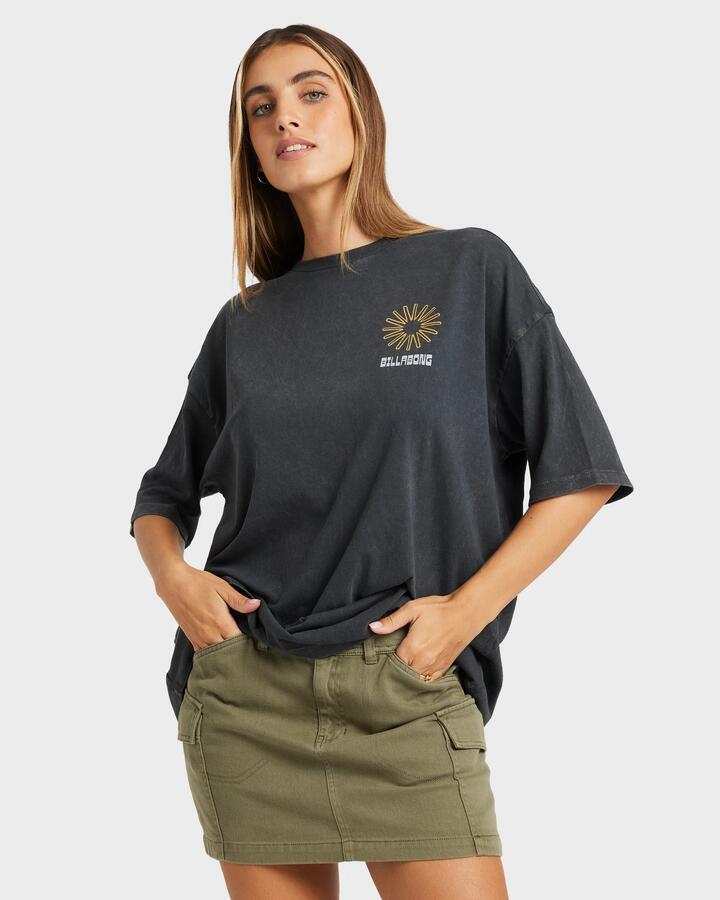 Image of T-Shirts. Product name - Billabong Womens Sunshine Chaser T-Shirt Off Black in Off Black colour by brand - Billabong