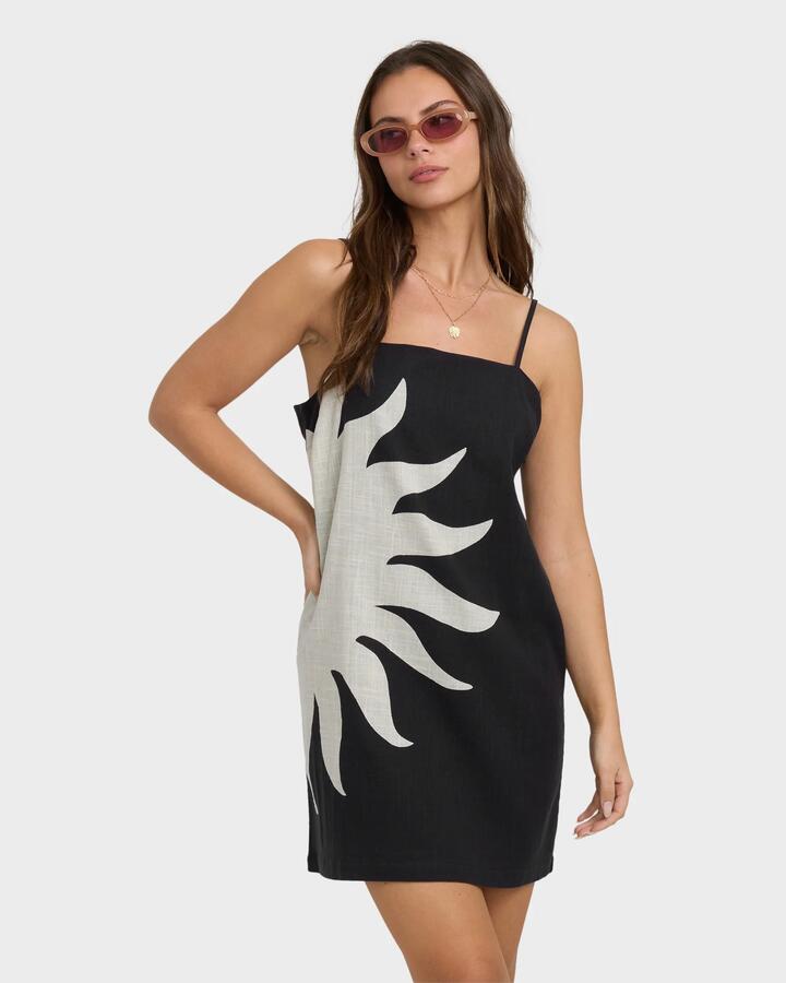 Image of Dresses. Product name - Billabong Womens Sun Rays Mini Dress Black White in Black White colour by brand - Billabong