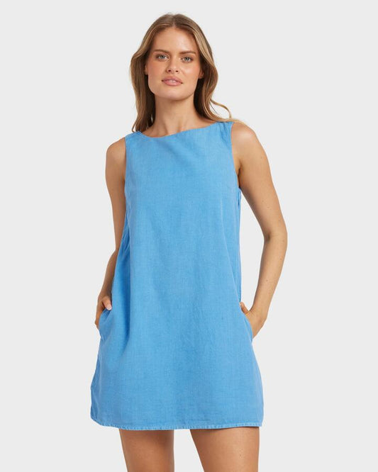 Image of Dresses. Product name - Billabong Womens Sunset Bliss Mini Dress Tidal Blue in Tidal Blue colour by brand - Billabong