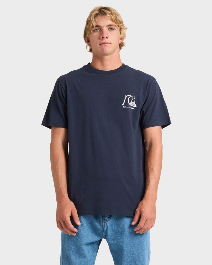 Image of a model wearing Shorts. Product name - Quiksilver Mens Og Boardshort Co T-Shirt Dark Navy in Dark Navy colour by brand - Quiksilver