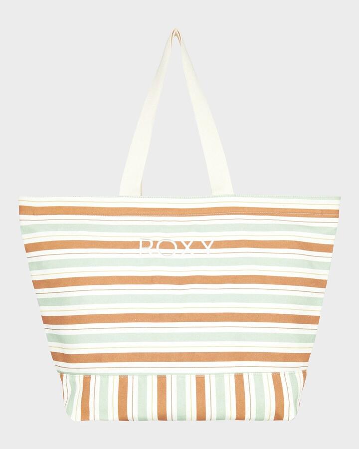 Image of Bags. Productname: Roxy Stripy Beach Tote Bag Laurel Green Carver Stripe Swi - in Laurel Green Carver Stripe Swi colour by brand - Roxy