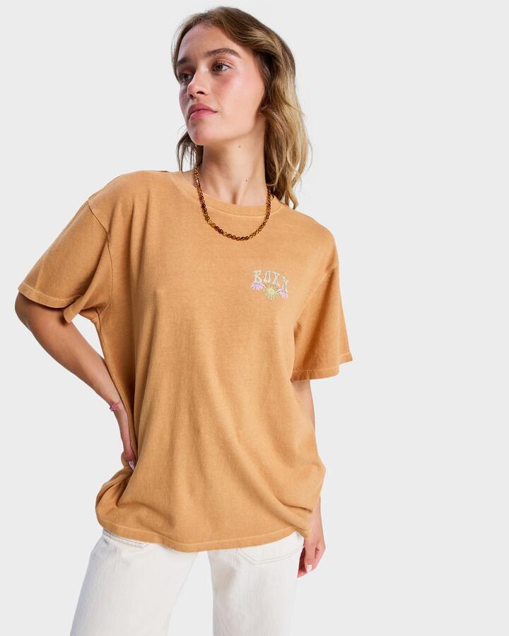 Image of T-Shirts. Product name - Roxy Womens Sunnyoversize T-Shirt Almond in Almond colour by brand - Roxy