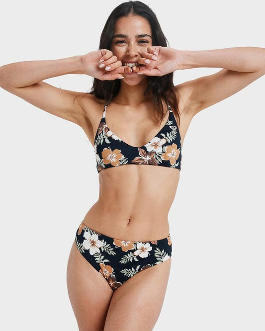 Image of Swimwear. Productname: Roxy Womens Nostalgic Feels Bikini Bottom Almond Tropical Feels - in Almond Tropical Feels colour by brand - Roxy