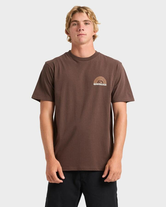 Image of T-Shirts. Productname: Quiksilver Mens Sunset Arc Wave T-Shirt Chocolate Brown - in Chocolate Brown colour by brand - Quiksilver