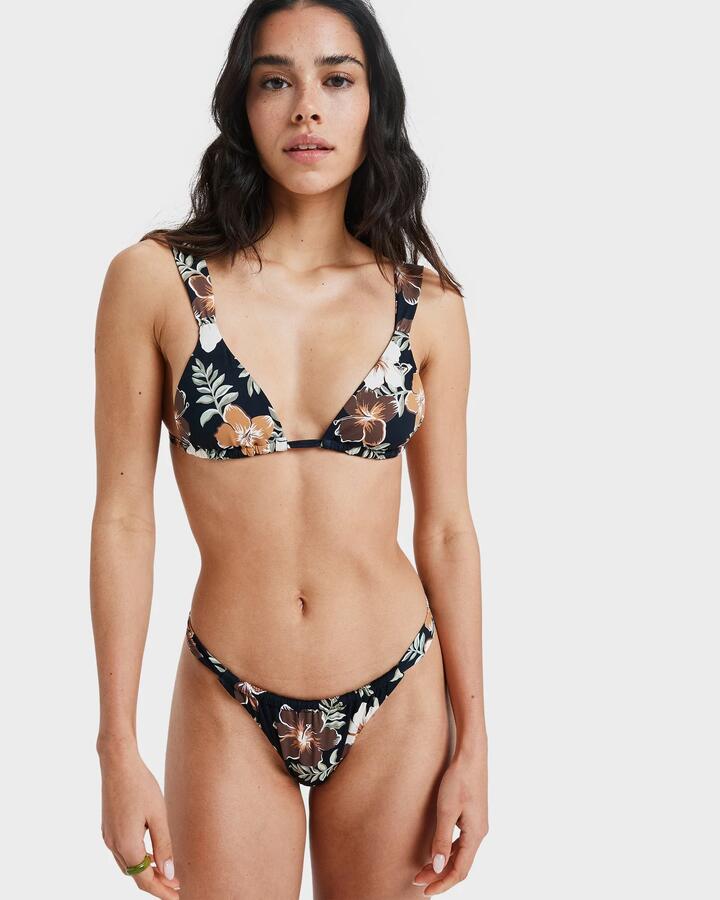 Image of Swimwear. Product name - Roxy Womens Nostalgic Feels Bikini Top Almond Tropical Feels in Almond Tropical Feels colour by brand - Roxy