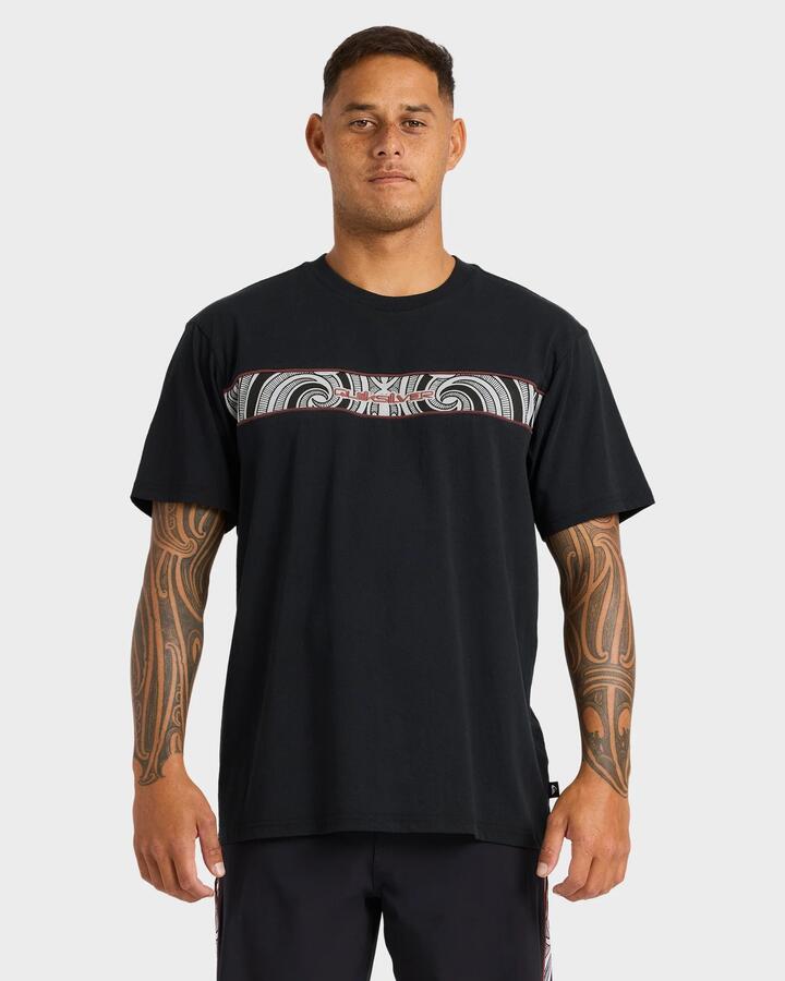 Image of T-Shirts. Product name - Quiksilver Mens Takarangi Panel T-Shirt Black in Black colour by brand - Quiksilver