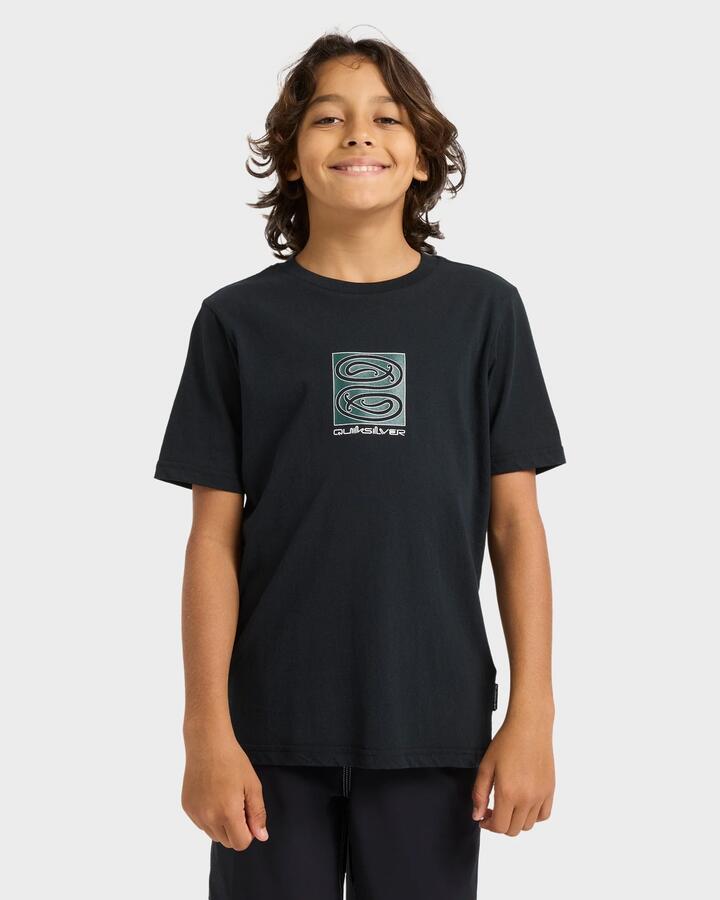 Image of T-Shirts. Product name - Quiksilver Boys 8-16 Tuna-Heke T-Shirt Black in Black colour by brand - Quiksilver