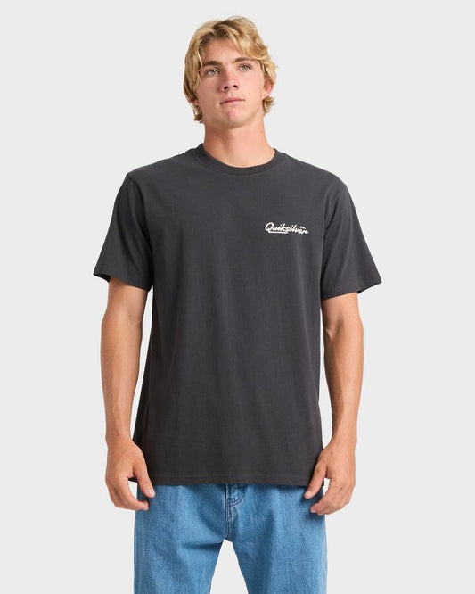 Image of T-Shirts. Productname: Quiksilver Mens Tropic Pastimes T-Shirt Tarmac - in Tarmac colour by brand - Quiksilver