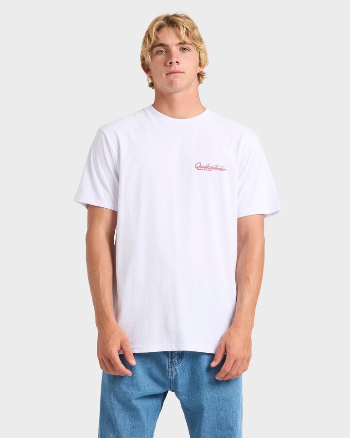 Image of T-Shirts. Product name - Quiksilver Mens Tropic Pastimes T-Shirt White in White colour by brand - Quiksilver