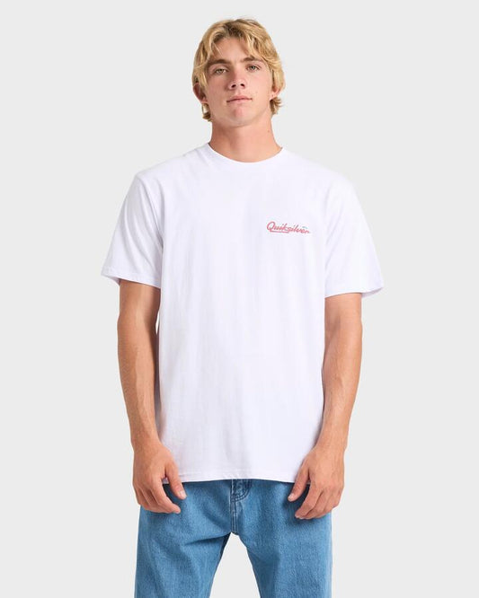 Image of T-Shirts. Product name - Quiksilver Mens Tropic Pastimes T-Shirt White in White colour by brand - Quiksilver