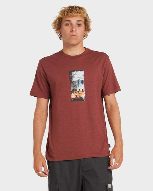 Image of T-Shirts. Productname: RVCA Mens Triptych T-Shirt Red Earth - in Red Earth colour by brand - RVCA