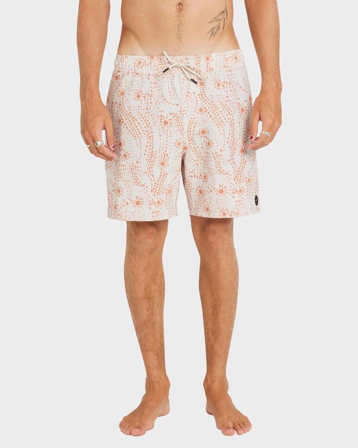 Image of a model wearing Shorts. Productname: RVCA - Mens Va Elastic Trunks - Ceramic - in Ceramic colour by brand - RVCA