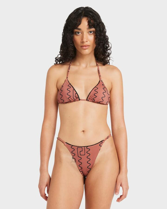 Image of Swimwear. Productname: RVCA - Womens Thought Pattern Bikini Top - Mahogany - in Mahogany colour by brand - RVCA