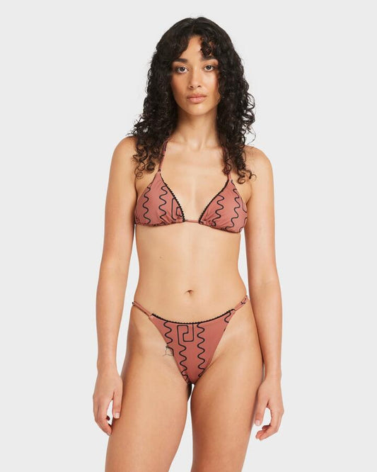 Image of Swimwear. Productname: RVCA - Womens Thought Pattern Bikini Bottom - Mahogany - in Mahogany colour by brand - RVCA