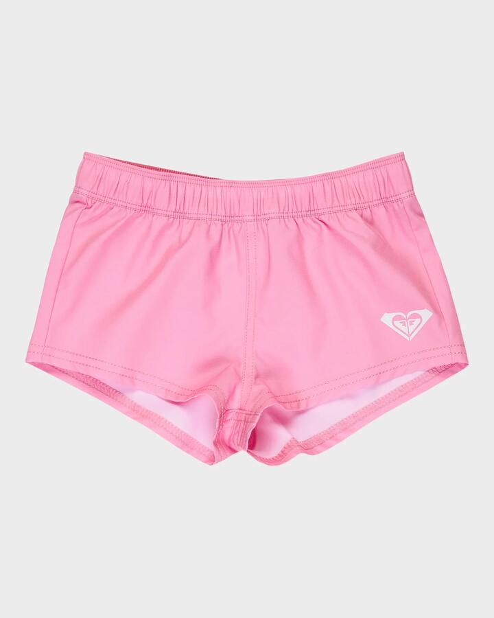 Image of Swimwear. Product name - Roxy Girls 2-7 Solid Boardshorts Bonbon in Bonbon colour by brand - Roxy