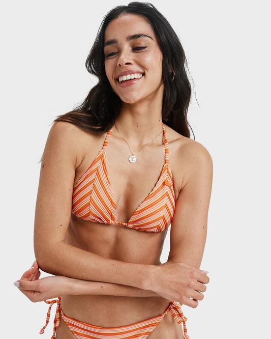 Image of Swimwear. Productname: Roxy - Womens Moana Stripe Bikini Top - Tigerlily - in Tigerlily colour by brand - Roxy