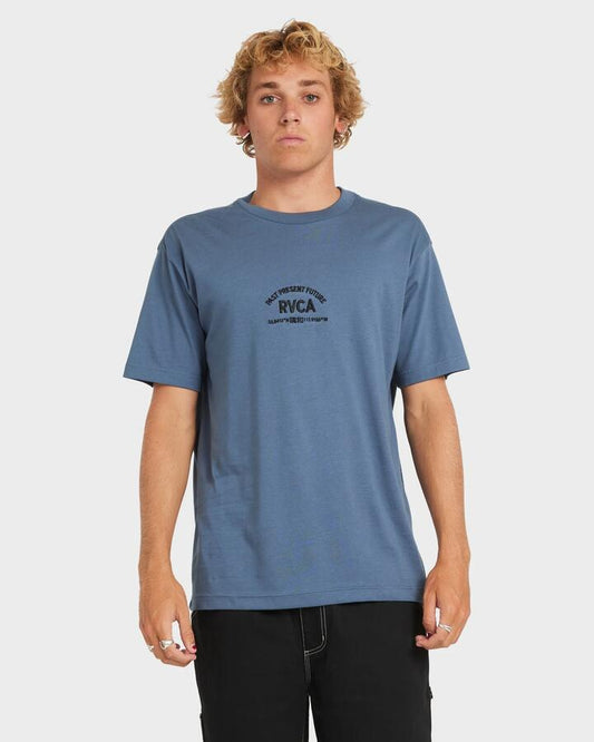Image of T-Shirts. Product name - RVCA Mens Textfull T-Shirt Vintage Navy in Vintage Navy colour by brand - RVCA