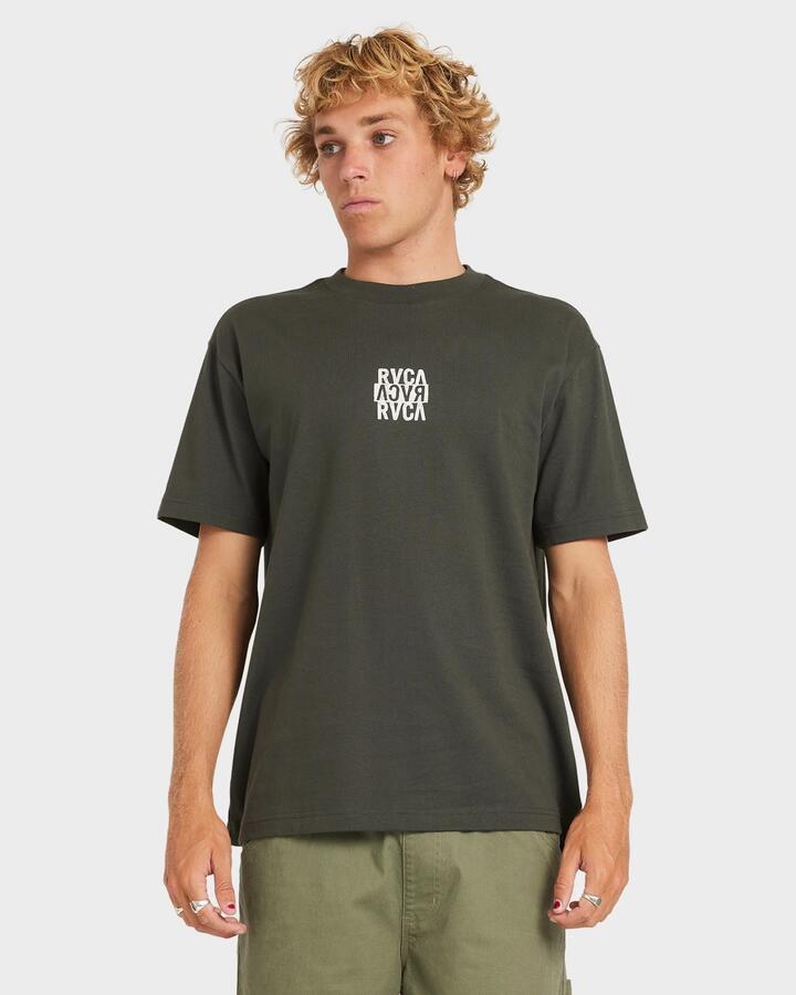 Image of T-Shirts. Product name - RVCA Mens New Stack T-Shirt Pirate Black in Pirate Black colour by brand - RVCA