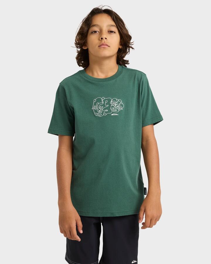Image of T-Shirts. Product name - Quiksilver Boys 8-16 Tiki T-Shirt Jungle Green in Jungle Green colour by brand - Quiksilver