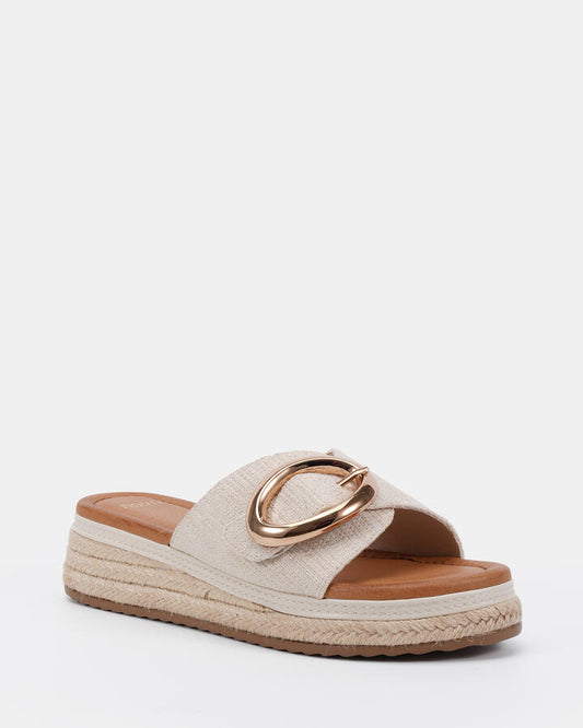 Image of Boots. Productname: Braelynn: Metallic Linen - Women's Wedge in Metallic Linen colour by brand - Novo
