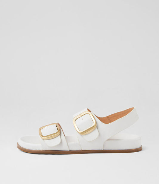 Image of Sandals. Productname: Noele White Leather Sandals in WHITE colour by brand - MIDAS
