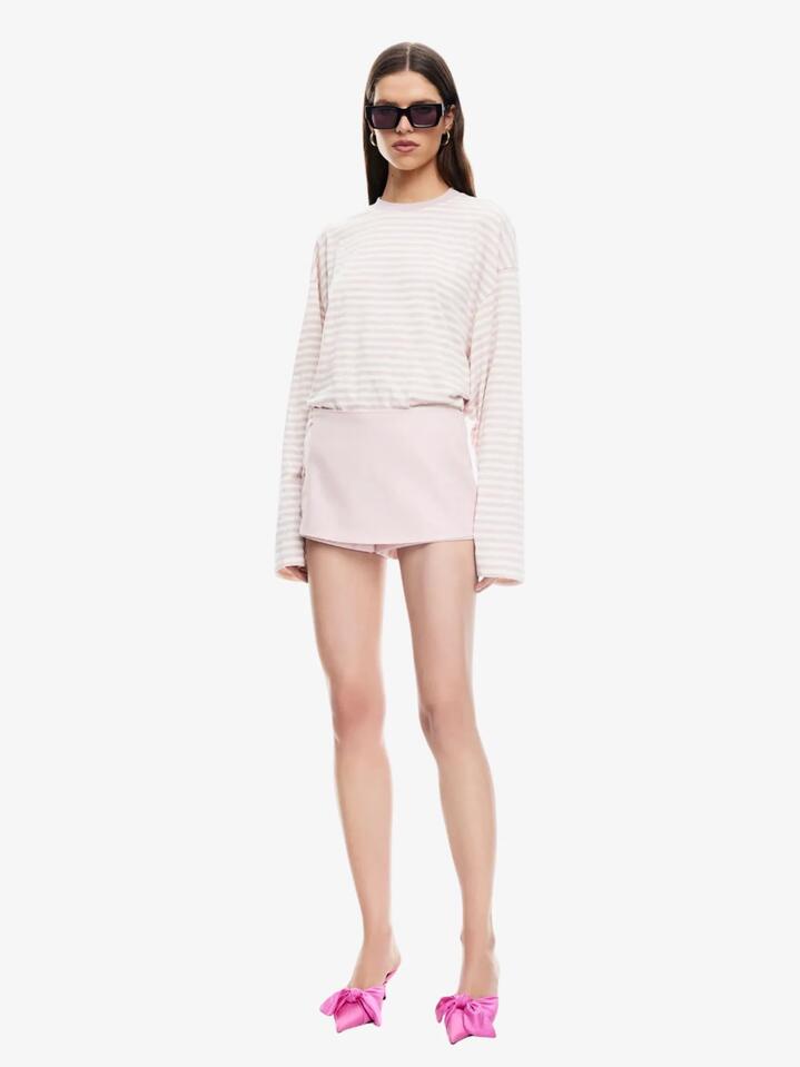 Image of a model wearing Tops. Productname: Lioness Bloom Long Sleeve in Blush Stripe colour by brand - Lioness