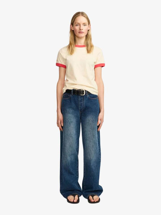 Image of a model wearing Tops. Productname: Larriet Lasso Tee in Natural colour by brand - Larriet