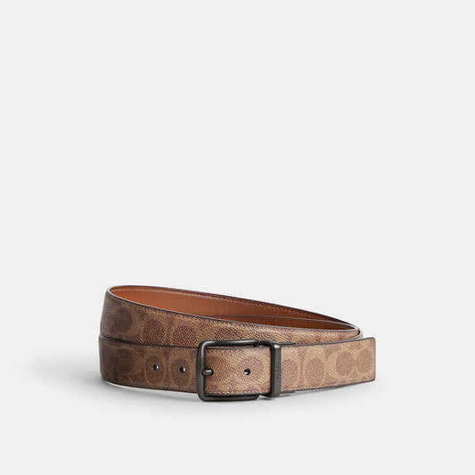 Image of Accessories. Productname: Harness Buckle Cut-To-Size Reversible Belt, 38mm in Tan/Saddle colour by brand - Coach Outlet Australia
