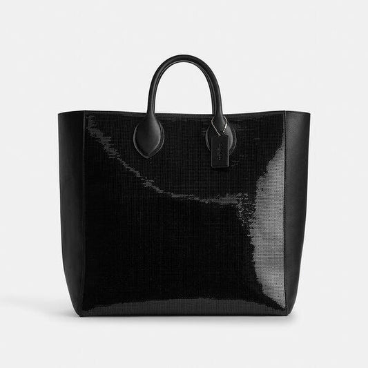 Image of Bags. Productname: Leo Tote 37 With Sequins in BLACK colour by brand - Coach Outlet Australia