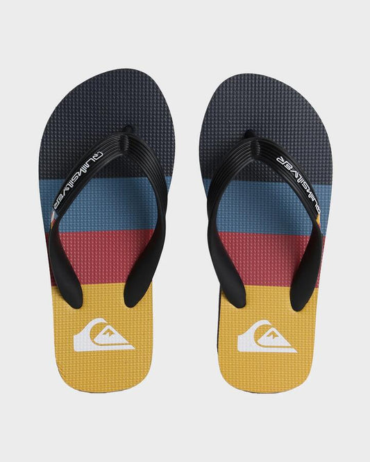 Image of Sandals. Product name - Quiksilver Boys 8-16 Moncata Art Thongs Black/Navy/Multi in Black/Navy/Multi colour by brand - Quiksilver