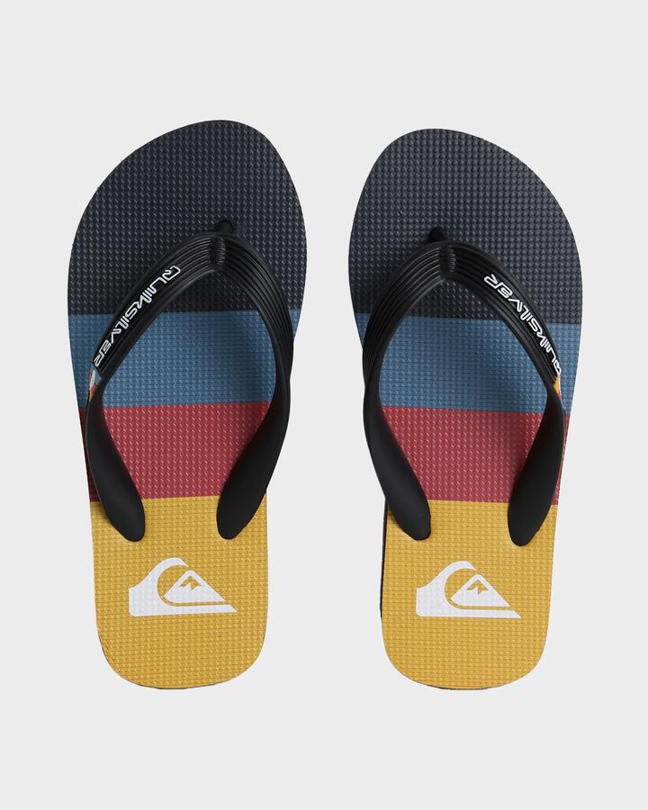 Image of Sandals. Product name - Quiksilver Boys 8-16 Moncata Art Thongs Black/Navy/Multi in Black/Navy/Multi colour by brand - Quiksilver