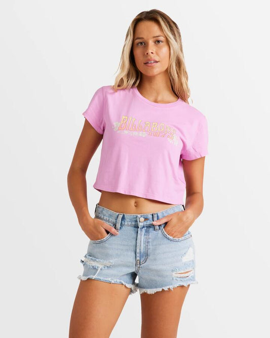 Image of a model wearing Shorts. Productname: Billabong Womens Drift Away Denim Shorts Surfside - in Surfside colour by brand - Billabong