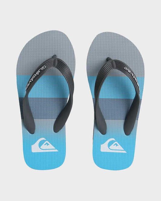 Image of Sandals. Product name - Quiksilver Boys 8-16 Moncata Art Thongs Grey/Blue in Grey/Blue colour by brand - Quiksilver