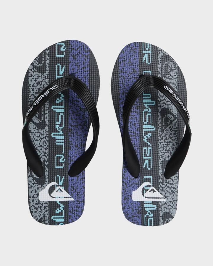 Image of Sandals. Product name - Quiksilver Boys 8-16 Moncata Art Thongs Black/Grey/Purple in Black/Grey/Purple colour by brand - Quiksilver