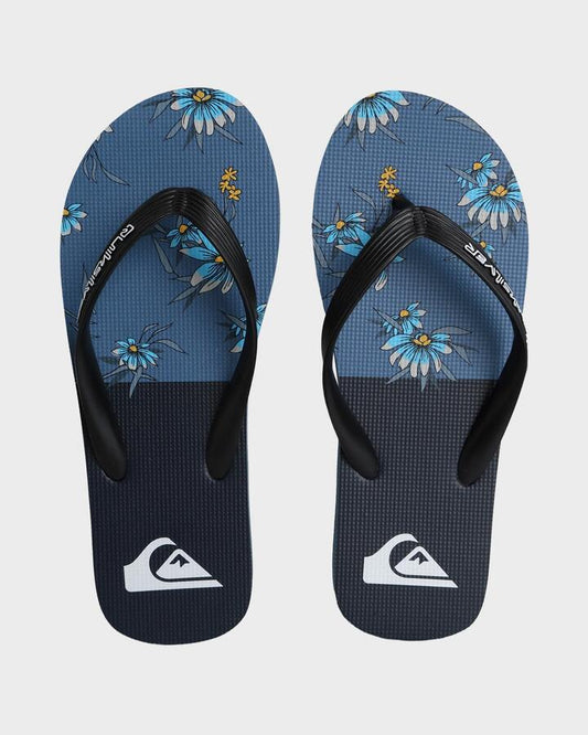 Image of Sandals. Product name - Quiksilver Mens Moncata Thongs Black/Blue in Black/Blue colour by brand - Quiksilver