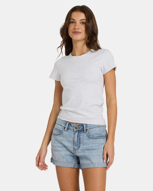 Image of T-Shirts. Product name - Nunui Womens Westlake T-Shirt Silver Marle in Silver Marle colour by brand - Nunui